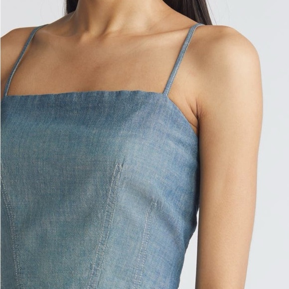 Re/Done Chambray Denim Mini Dress - size Small - Boho Cowgirl Sundress - Picture 7 of 8